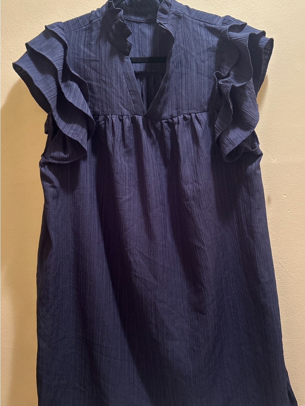 SHEIN Navy Blue Ruffle Sleeve Mini Dress